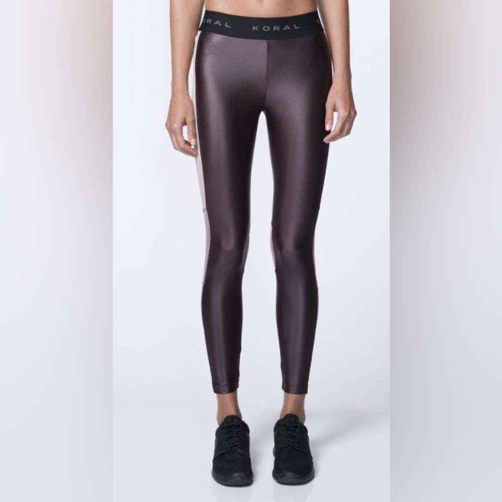 Koral Emblem Cropped Legging - Bisque/Bordeaux | Medium - Picture 3 of 9
